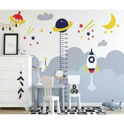 Beibehang Customized cartoon wallpaper universe cartoon clouds stars childrens room indoor background wall 3d wallpaper
