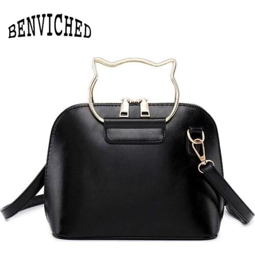BENVICHED Women fashion cute colour Shoulder Bag Mini Chain Tote Messenger Bags Cat Handbag Female Crossbody Handbags B059