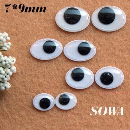 Free Shipping 144PCS Size 7x9mm Black And White Oval Design Imitate Animal Eye Dolls Eye For Toy DIY