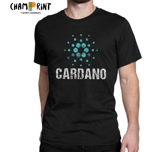 Cardano Ada Logo Cryptos Vintage T Shirts Men 100% Cotton Hipster T-Shirts Crew Neck Bitcoin Tees Short Sleeve Clothes Plus Size