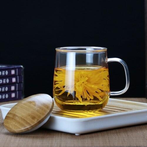 Thick glass household tea separation tea cup office filter cup large capacity heat-resistant tea cup