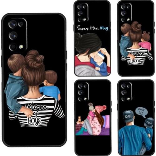 Super Dad Mom Baby Girl Twin Case For Realme 8 Pro C3 C11 C21 GT Q3 6 7 Pro Funda For OnePlus 9 Pro 7 8 Pro 7T 8T Nord