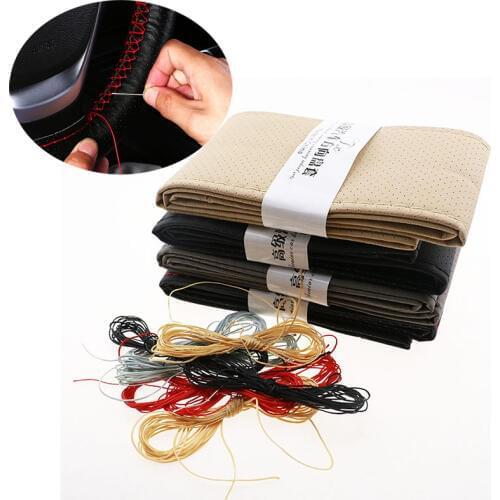 Car-Styling Hand Stitched DIY Car Steering Wheels Cover for Mitsubishi ASX/Outlander/Lancer Evolution/Pajero/Eclipse/Grandis
