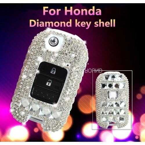 2 or 3 Buttons Shinning Diamond Car Key Case Cover For Honda FIT Accord Vezel Civic City Jazz HRV HR-V Crider CRV XR-V