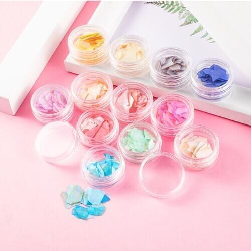 DIY 12 Color Irregular Mermaid Shell Sequins Paper Flake Gradient Nail Art Decorations Natural Abalone Slices 3D Manicure