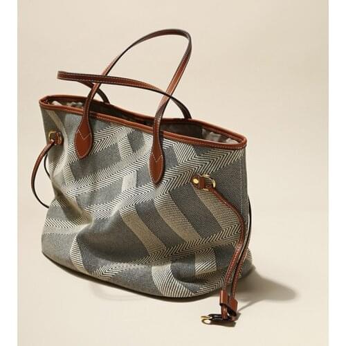 Elegant Lady Durable Canvas Beach Tote Bag 2021 Shopper Big Handbags and Purses for Women Designer Shoulder Bag De Luxe Femme