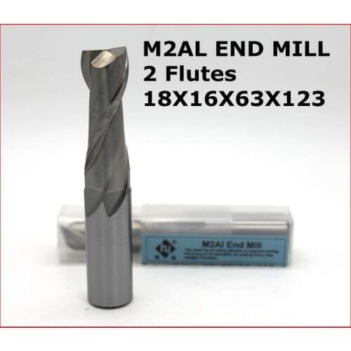 Router bit 18*16*63*123 of 2 Flutes HSS M2AL End Mill Diameter 18mm CNC milling machine tools mills cutter