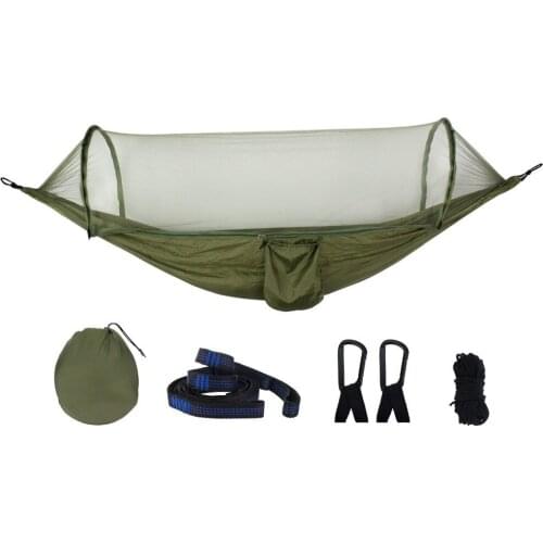 Army Green Quick Open Hammock Anti-mosquito Outdoor Camping Hanging Chair Portable Large Sleeping Hammock