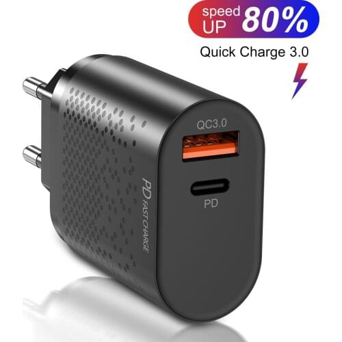 JTKE Suitable for Apple Android USB and Type-c dual port 18w capacity standard Qc3.0 fast charging plug