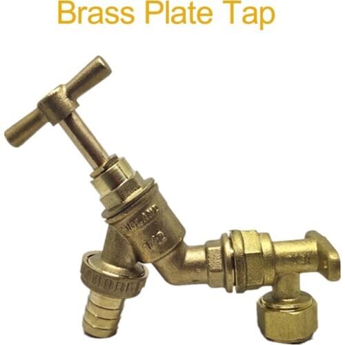 1/2" Outside Tap Kit Brass Wall Plate Elbow for Garden Hose Fitting