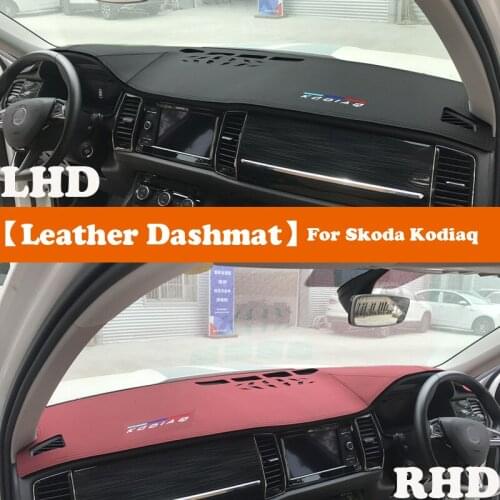Leather Dashmat Accessories Car-Styling Dashboard Covers Pad Dash Mat Sunshade Carpet For Skoda Kodiaq GT 2017-2019 2020 2021