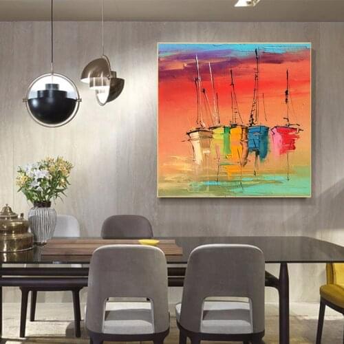 Colorful Sailing Boat Cuadros Abstractos Modernos Paintings Dinning Room Living Room Decorative Wall Art no frame Poster Prints