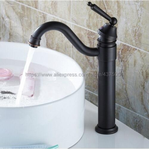 Bathroom Black Oil Rubbed Brass Basin Faucet Single Handle Bathroom Sink Faucet Cold and Hot Mixer Water Nhg019