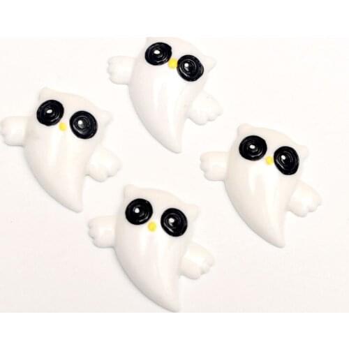 LF 20Pcs Mixed Resin Halloween White Ghost Decoration Crafts Flatback Cabochon Embellishments For Scrapbooking Diy Accessories
