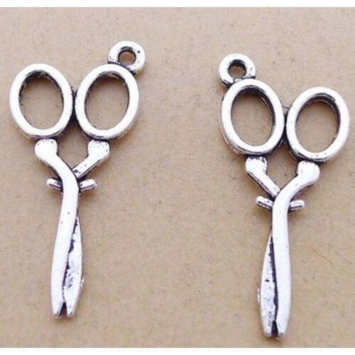BULK 30 Zinc Alloy Metal Scissor Charms Antique Silver Plated Sewing Pendant DIY Craft Jewelry Findings 15*30mm 1.2g