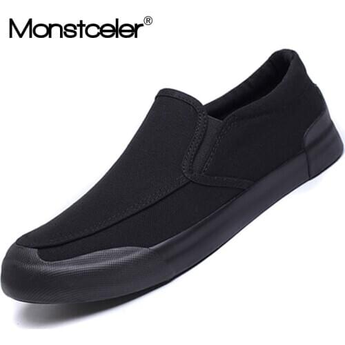 Monstceler Brand New Mens Canvas Loafers Shoes Breathable Fashion Mens Vulcanized Shoes Youth Fashion Low Sneaker Flats M7833