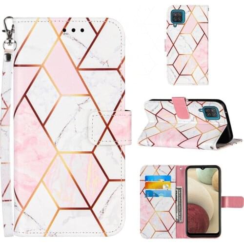 Marble Flip Wallet Leather Case For Samsung Galaxy A12 Case Book Cover For Samsung Galaxy A12 5G Cover Magnetic Strap Phone Bag