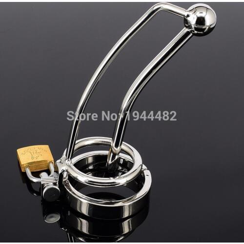 Sex Toys Male Chastity Belt With Urethral Sound Penis Ring Stainless Steel Cock Cage Device Penis Plug Urethral Catheter