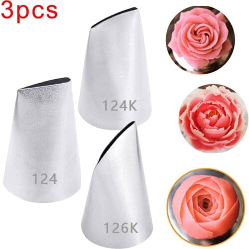 1/3PCS Austin Rose Petals Icing Piping Nozzles Stainless Steel Flower Cream Pastry Tips Nozzles Cupcake Cake Decorating Tools