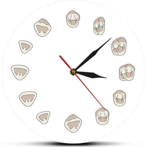 Dental Care Office Wall Clock 12 Teeth Silent Quartz Circular Hanging Watch Hygienist Reloj Pared Modern Design Dentist Gift