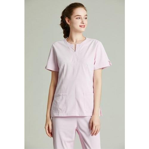 New Women Scrub Clothes Set Dental Pet Clinic Healthy Beauty Salon Breathable Working Uniform Fashion Design Slim Fit