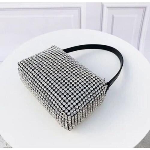 2021 New Fashion Diamond Small Luxury Handbags For Women Brand Rhinestone Rivet Shoulder Bag Rivet Ladies Handbags Tote Bag