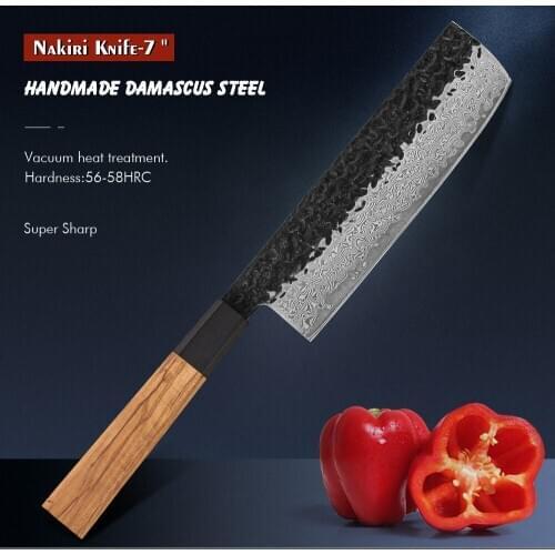 7 Inch Utility Kitchen Knife Forged 9Cr18Mov Stainless Steel Chef Knives Cleaver Slicing Vegetable With Solid Olive Wood Handle