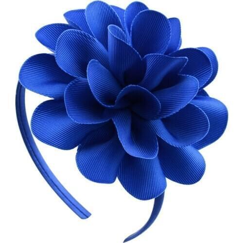 4.5 Inch Women Solid Color Large Flower Hairbands Headband Hair Bow Grosgrain Ribbon Handmade Headwear Girls Hair Accessories