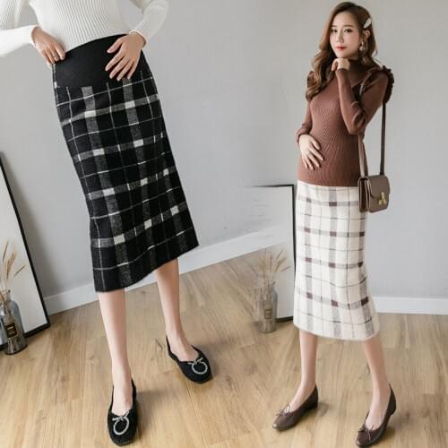 Pregnant Women Installed Autumn and Winter New Style Mink Knitted Skirt Mid-length Pregnant Women Outer Wear Abdominal