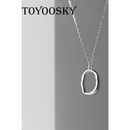 Irregular Concave 100% 925 Sterling Silver Hollow Oval Pendant Necklace For Women Decoration Minimalist Fine Jewelry