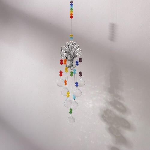 Hanging Crystal Sun Light Catcher With Crystal Ball Prism Rainbow Maker Tree of Life Decor For Garden Outdoor Home Window