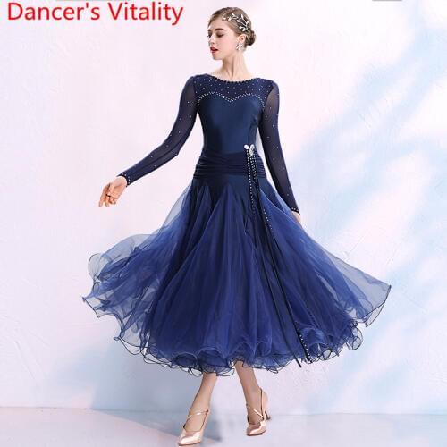 Modern Dance Elegant Splicing Dress New Waltz Big Hem National Standard Competition Costume Women Ballroom Dancing Stage Wear