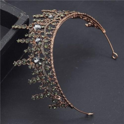 Vintage Coffee Gold Colors Bridal Tiaras Wedding Crown Royal Queen Headdress Pageant Hair Jewelry Ornaments