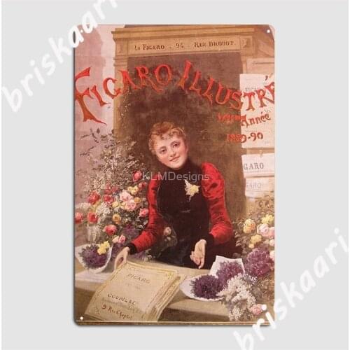 Vintage Retro Parisian Lady Print Metal Sign Painting Décor Mural Pub Design Tin Sign Poster