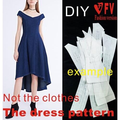 Pattern cutting drawing womens dress with big swing dress clothing design drawing BLQ-382