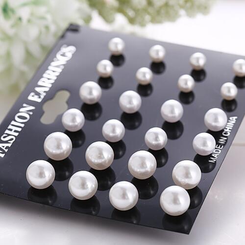 12 sets New Artificial Pearl Earrings Fashion Stud Earring for Women Top Quality Fashion Earrings Party Ear Jewelry