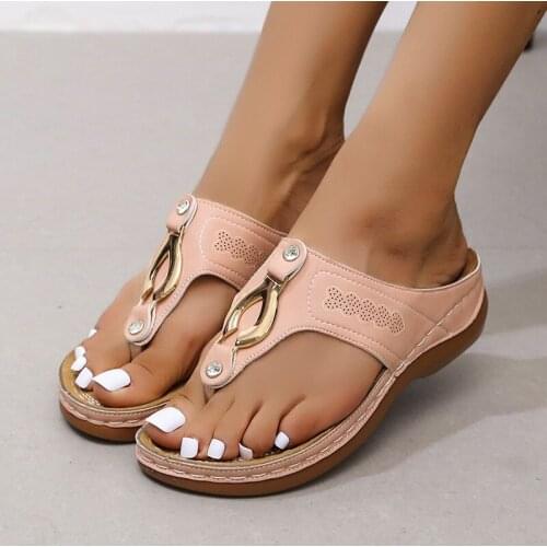 2021 New Women Slipper Wedges Heel Ladies Slides Peep Toe Summer Outdoor Beach Sandal Fashion Female Pattern Flip Flops