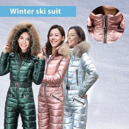 Women Ski Jumpsuit Waterproof Windproof Breathable Snow-proof Warm Comfortable Winter Outdoor Jumpsuit For Mountain Skiing