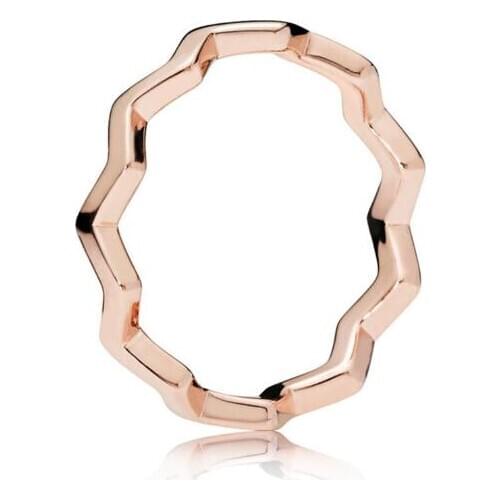 925 Sterling Silver Pan Ring Rose Gold Timeless Zig Zag Rings For Women Wedding Party Gift Fashion Jewelry