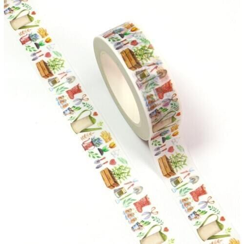 1PC 15MM*10M Spring Flower Plants Leaves Watering Decorative Washi Tape DIY Scrapbooking Masking Tape School Office Supply