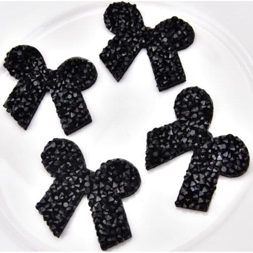 10pcs/Lot black Crystal Rhinestone Applique Flatback Sew On Rhinestone bow-knot For Wedding Dress Decoration Shoes Clothing