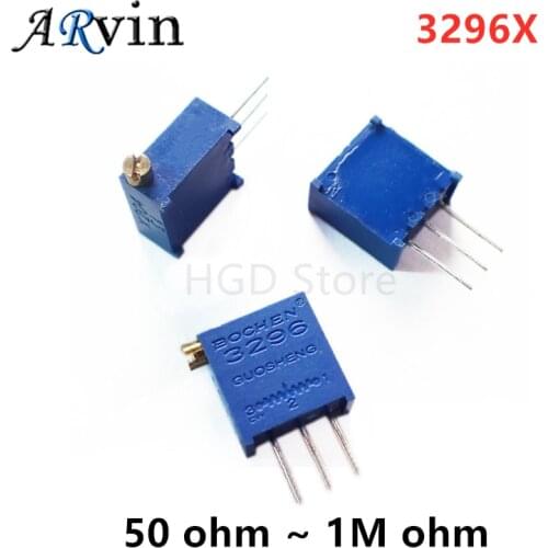 10Pcs 3296 3296X series resistanceohm Trimpot Trimmer Potentiometer 1K 2K 5K 10K 20K 50K 100K 200K 500K 1M ohm 100R 200R 500R