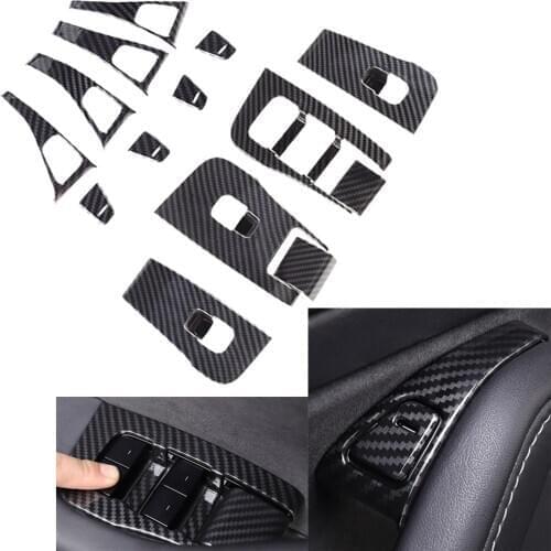 14Pcs Carbon Fiber ABS Car Window Lifter Switch Buttons Decorate Cover Trim Sticker For Tesla Model 3 2017 2018 2019