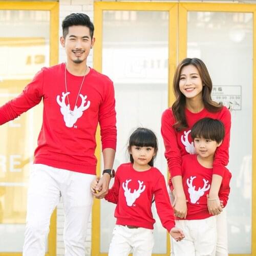2020 Spring Autumn Family Matching Outfits Father Son Christmas Shirts Mother Daughter Dad Boy Casual Cotton Long Sleeve T-shirt