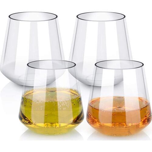 4pcs/set Unbreakable Plastic Wine Glass Transparent Fruit Juice Beer Cup Shatterproof Plastic Cups Bar Whiskey Shot Glass