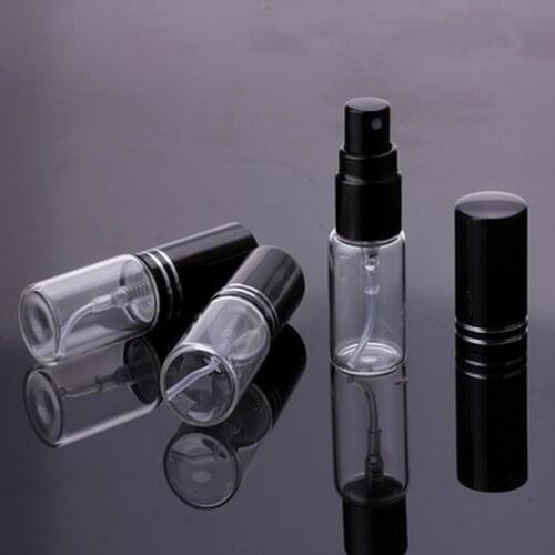 5pcs/lot 5ml Spray Bottle Portable Black Glass Perfume Bottle with Atomizer Empty Cosmetic Containers for Travel Empty Container