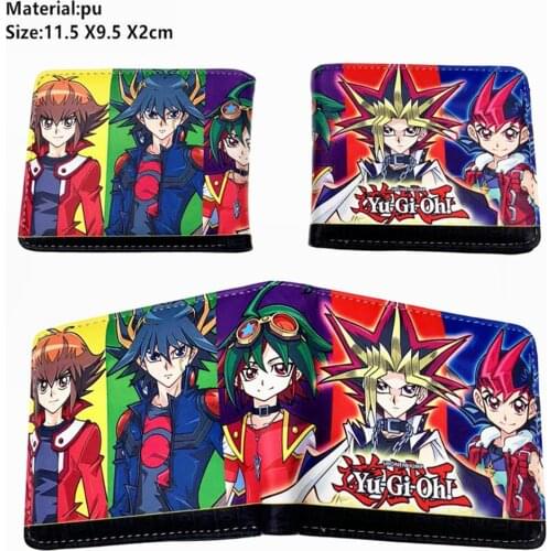 Anime Yu-Gi-Oh Yugi Muto pu short wallet Bifold Photo Card Holder Cartoon Purse Boys Girls Student Leather coin Pocket moneybag