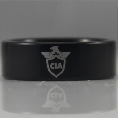 Free Shipping USA UK Canada Russia Brazil Hot Sales 8MM Black Pipe Central Intelligence Agency Mens Tungsten Comfort Fit Ring
