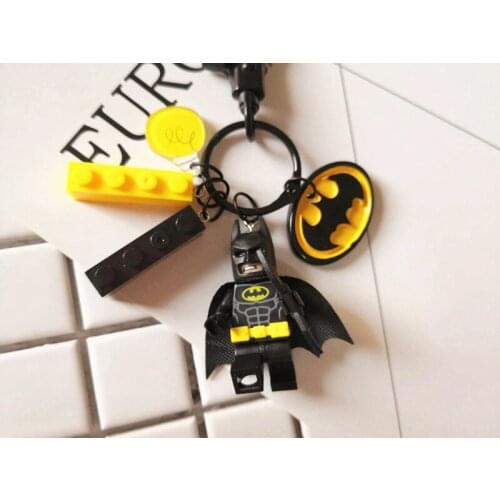 Cute Buzz Lightyear Super Men Figures Doll Keychain Building Block Key Ring Pendant for Women Bag Backpack Accessories