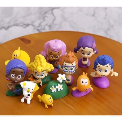 Bubble Guppies Bubble Puppy Goby Deema Gil Oona Underwater Scenery Mini PVC Figures Toys for Kids 12pcs/set